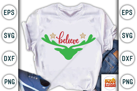 Christmas Quote Design, Believe: A Versatile T-Shirt Graphics Asset