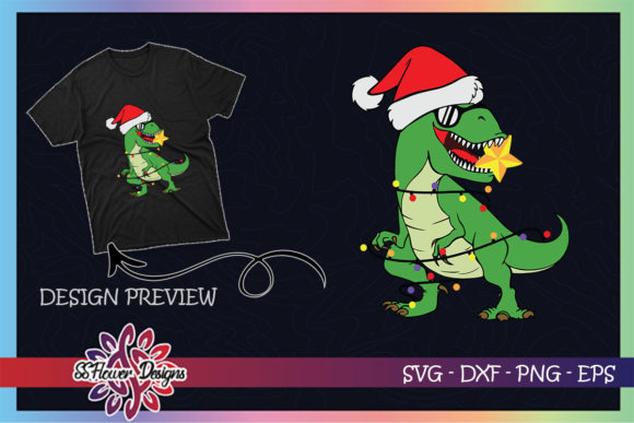 Funny T-rex Christmas Light Santa Hat: A Unique Graphic for T-Shirt Designs