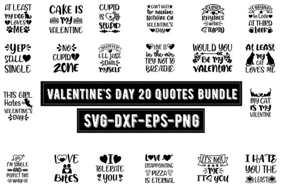 Valentine's Day 20 Quotes Bundle for T-Shirt Designs